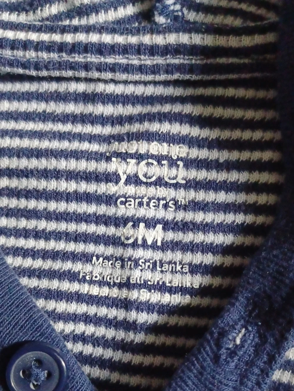 Carters Striped Navy and White Hooded Baby One-Piece Size 6M